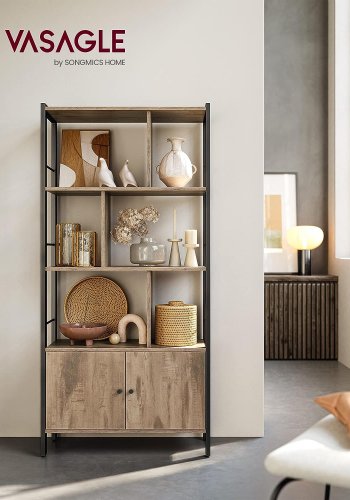 VASAGLE bogreol, m. 2 lger og 4 hylder - natur spnplade og sort stl