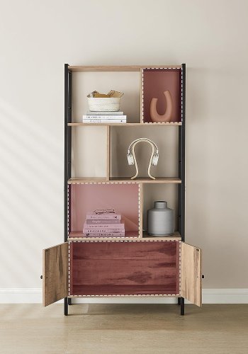 VASAGLE bogreol, m. 2 lger og 4 hylder - natur spnplade og sort stl