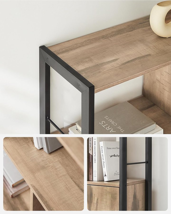 VASAGLE bogreol, m. 2 lger og 4 hylder - natur spnplade og sort stl