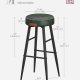 VASAGLE barstol, m. fodsttte - skovgrn kunstlder og sort stl (st med 2)