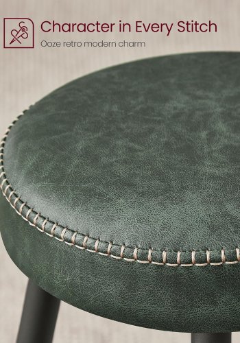 VASAGLE barstol, m. fodsttte - skovgrn kunstlder og sort stl (st med 2)