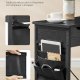 VASAGLE sidebord, m. strmstik, USB-porte, 1 hylde, opbevaring - sort spnplade/stl (60x31,5)