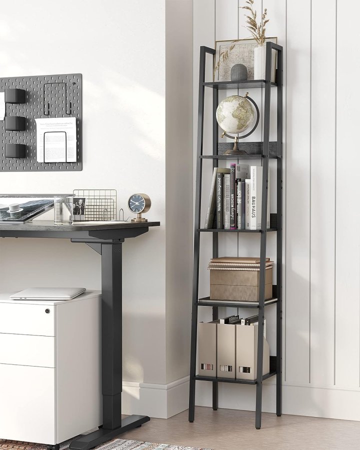 VASAGLE stigereol, m. 5 hylder - sort spnplade og sort stl