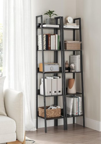 VASAGLE stigereol, m. 5 hylder - sort spnplade og sort stl