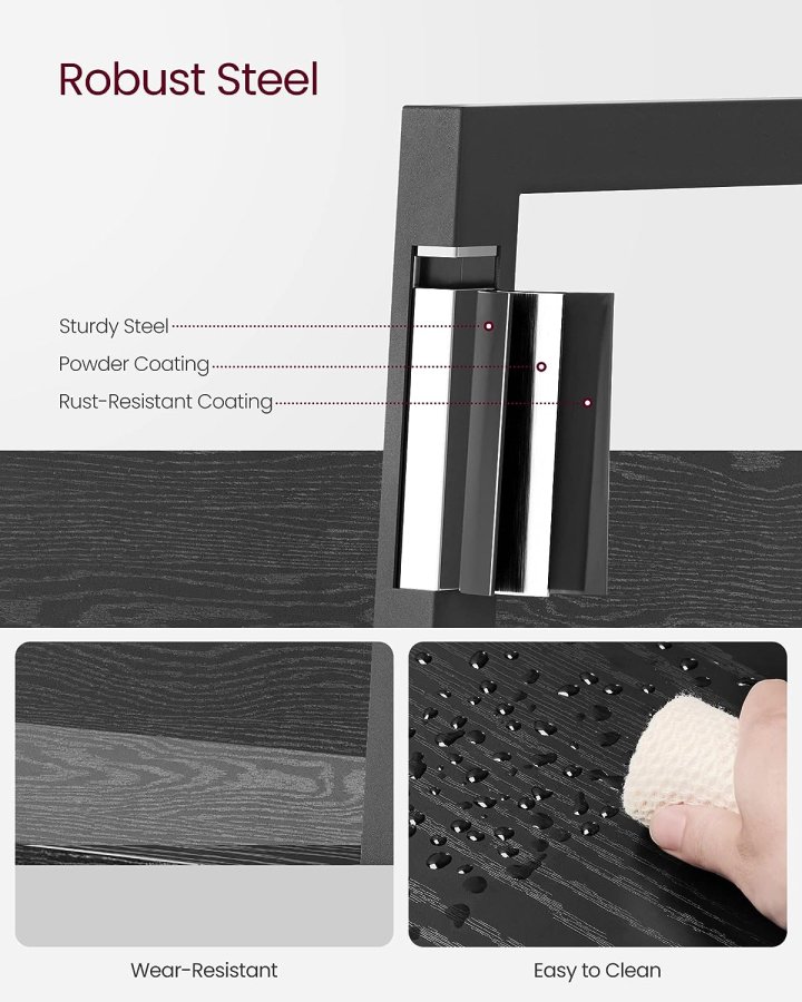 VASAGLE stigereol, m. 5 hylder - sort spnplade og sort stl