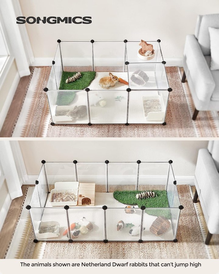 FEANDREA kravlegrd til kledyr, hamstere, kaniner og smdyr, til inde brug - hvid plastik