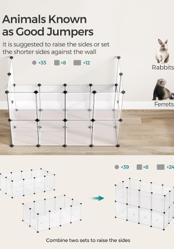 FEANDREA kravlegrd til kledyr, hamstere, kaniner og smdyr, til inde brug - hvid plastik