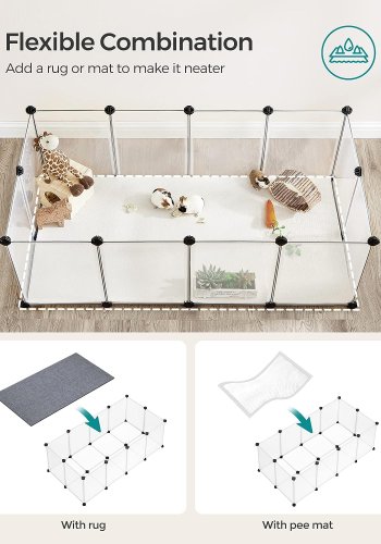 FEANDREA kravlegrd til kledyr, hamstere, kaniner og smdyr, til inde brug - hvid plastik