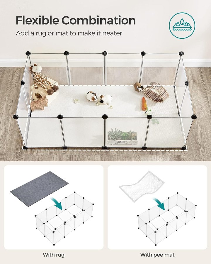 FEANDREA kravlegrd til kledyr, hamstere, kaniner og smdyr, til inde brug - hvid plastik