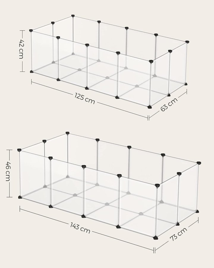 FEANDREA kravlegrd til kledyr, hamstere, kaniner og smdyr, til inde brug - hvid plastik