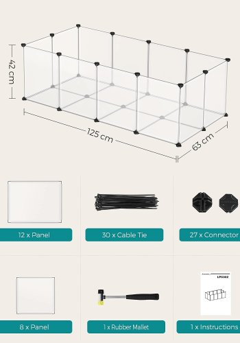 FEANDREA kravlegrd til kledyr, hamstere, kaniner og smdyr, til inde brug - hvid plastik