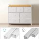 SONGMICS kommode, m. 7 skuffer med hndtag - natur spnplade og hvid fiberdug/stl