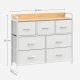 SONGMICS kommode, m. 7 skuffer med hndtag - natur spnplade og hvid fiberdug/stl