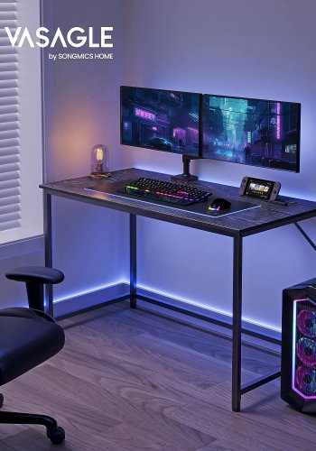 VASAGLE skrivebord, rektangulr - sort spnplade og sort stl (120x60)