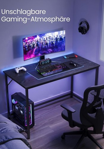 VASAGLE skrivebord, rektangulr - sort spnplade og sort stl (120x60)