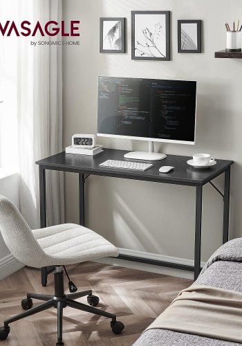 VASAGLE skrivebord, rektangulr - sort spnplade og sort stl (100x50)