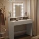 VASAGLE makeupbord, m. LED lys med justerbar lysstyrke, spejl, 2 skuffer, 3 rum - hvid spnplade