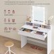VASAGLE makeupbord, m. LED lys med justerbar lysstyrke, spejl, 2 skuffer, 3 rum - hvid spnplade