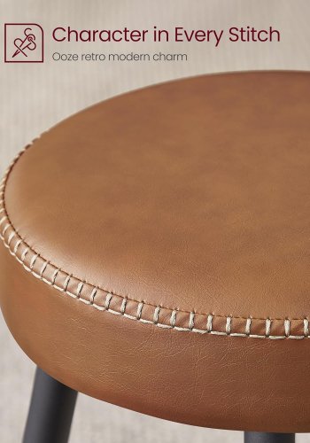 VASAGLE barstol, m. fodsttte - karamelbrun kunstlder og stl (st med 2)