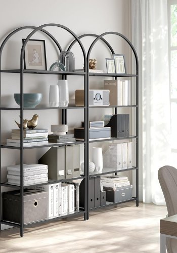 VASAGLE reol, m. 5 hylder - gr glas og sort stl