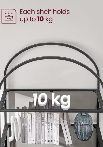 VASAGLE reol, m. 5 hylder - gr glas og sort stl