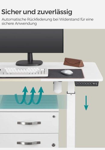 SONGMICS hve snkebord, rektangulr - hvid spnplade og hvid stl (60x140)