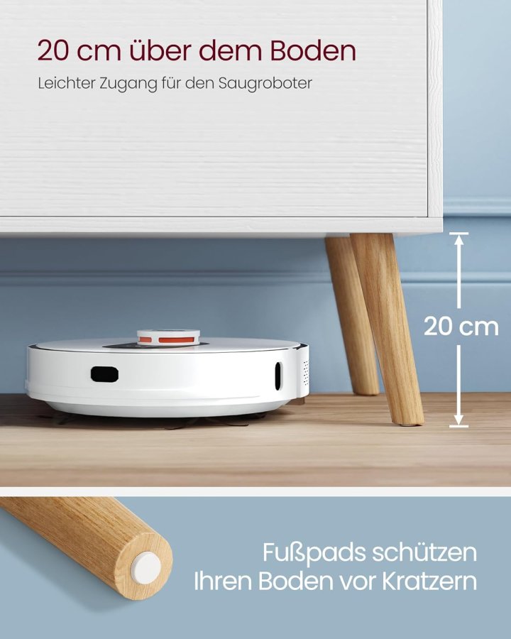 VASAGLE tv-bord, m. 1 lge og 1 hylde - hvid spnplade og natur gummitr (40x120)