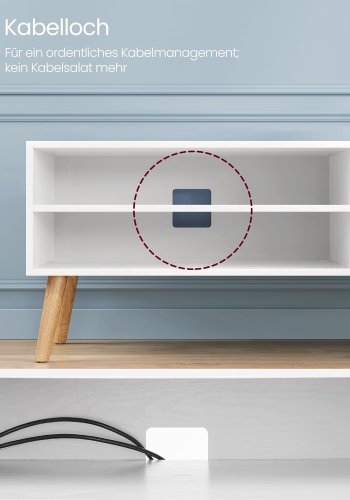 VASAGLE tv-bord, m. 1 lge og 1 hylde - hvid spnplade og natur gummitr (40x120)