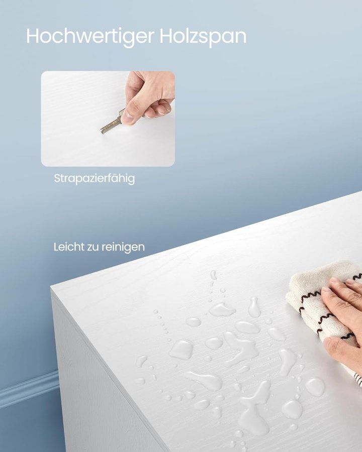 VASAGLE tv-bord, m. 1 lge og 1 hylde - hvid spnplade og natur gummitr (40x120)