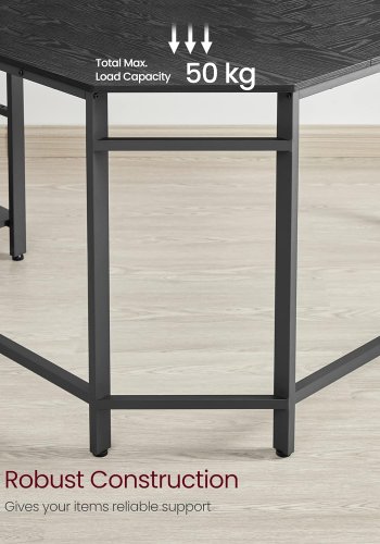 VASAGLE hjrneskrivebord, m. 2 hylder - sort med trkorn spnplade og stl