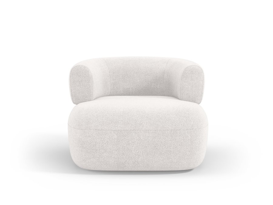 MICADONI Jenny lnestol, m. armln, 1 sde - hvid bouclé og sort plast