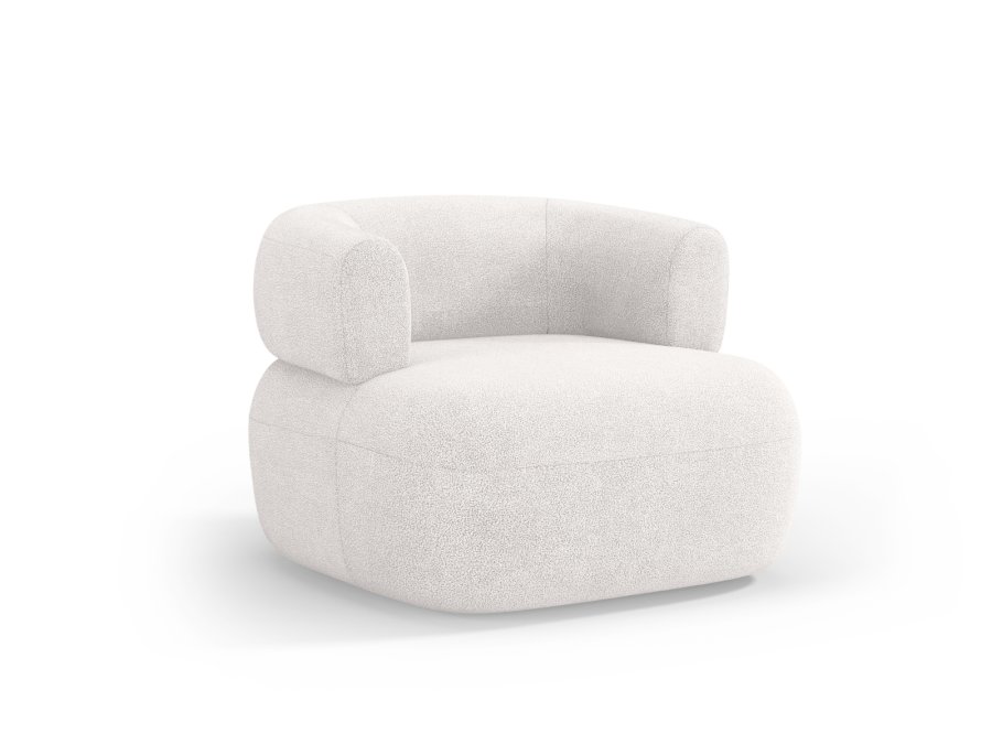 MICADONI Jenny lnestol, m. armln, 1 sde - hvid bouclé og sort plast