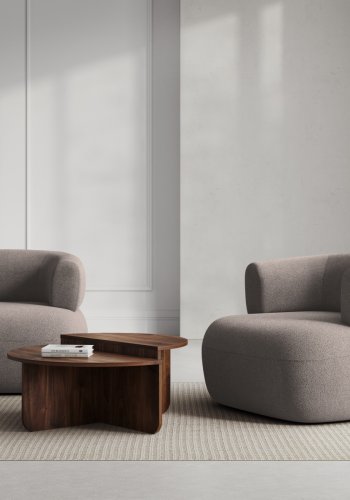 MICADONI Jenny lnestol, m. armln, 1 sde - brun bouclé og sort plast