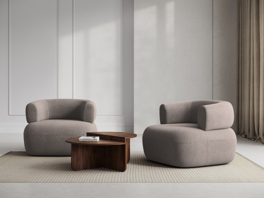 MICADONI Jenny lnestol, m. armln, 1 sde - brun bouclé og sort plast