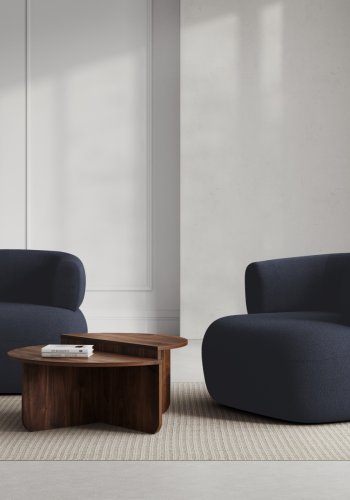 MICADONI Jenny lnestol, m. armln, 1 sde - bl bouclé og sort plast