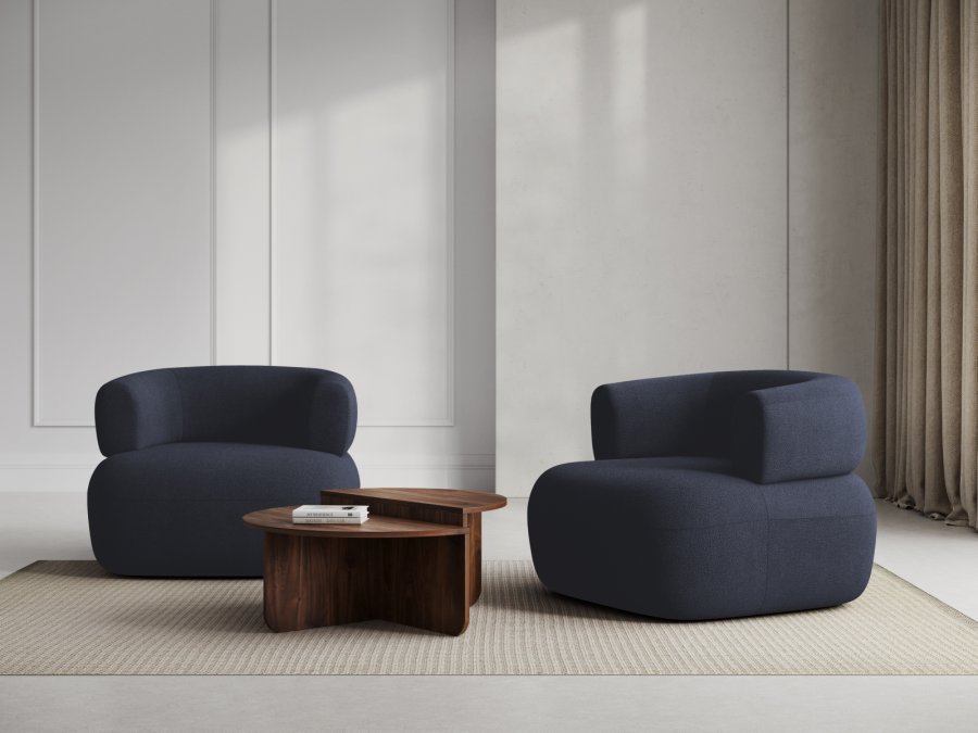 MICADONI Jenny lnestol, m. armln, 1 sde - bl bouclé og sort plast