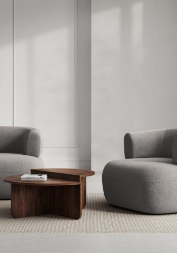 MICADONI Jenny lnestol, m. armln, 1 sde - gr bouclé og sort plast