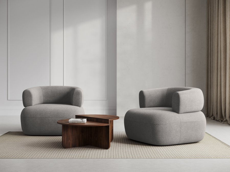 MICADONI Jenny lnestol, m. armln, 1 sde - gr bouclé og sort plast