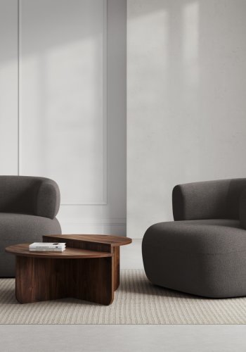 MICADONI Jenny lnestol, m. armln, 1 sde - gr bouclé og sort plast