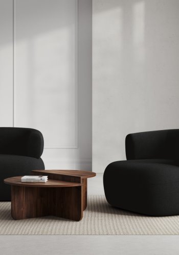 MICADONI Jenny lnestol, m. armln, 1 sde - sort bouclé og sort plast