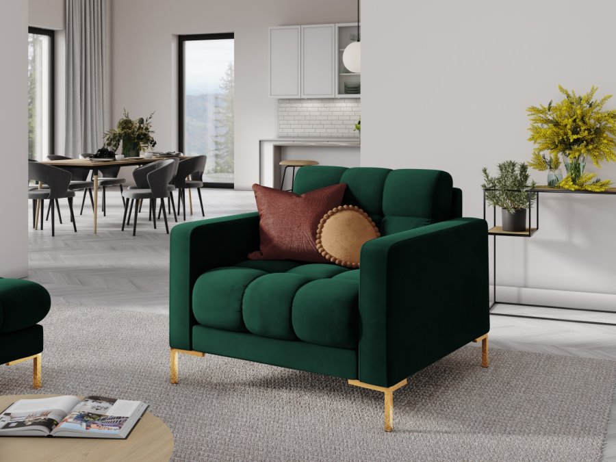 MICADONI Mamaia lnestol, m. armln, 1 sde - grn fljl og guld metal