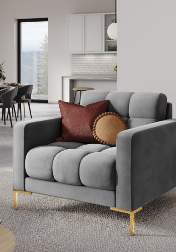 MICADONI Mamaia lnestol, m. armln, 1 sde - gr fljl og guld metal