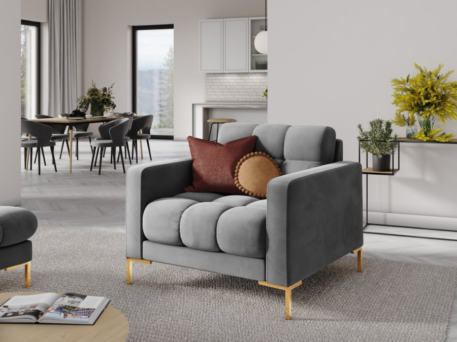 MICADONI Mamaia lnestol, m. armln, 1 sde - gr fljl og guld metal