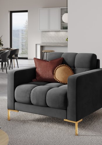 MICADONI Mamaia lnestol, m. armln, 1 sde - antracitgr fljl og guld metal