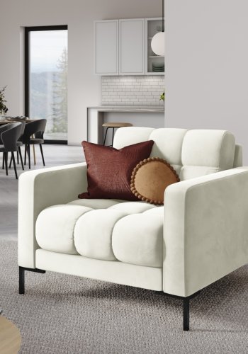 MICADONI Mamaia lnestol, m. armln, 1 sde - beige fljl og sort metal