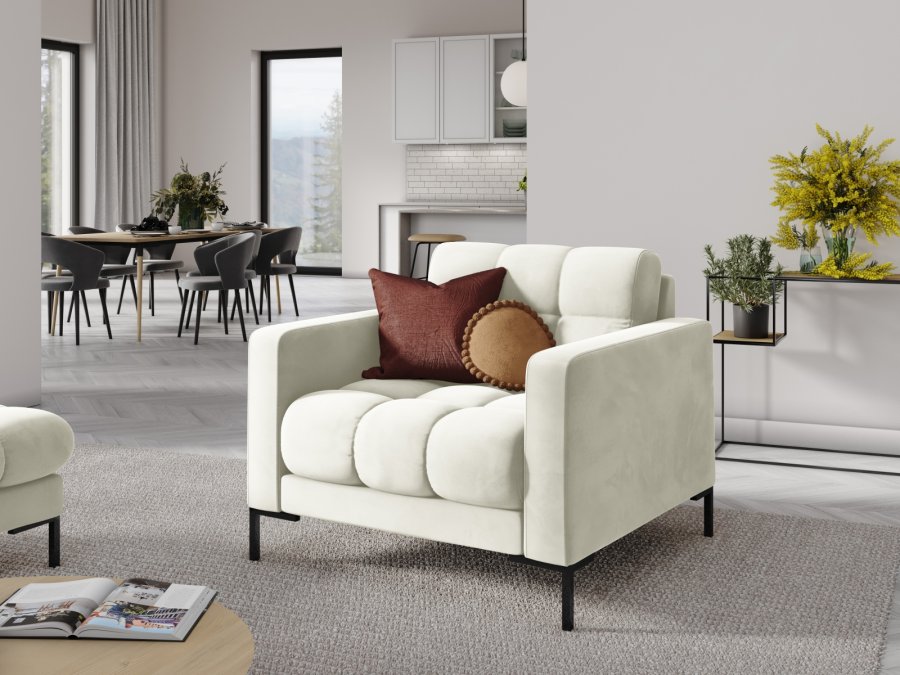 MICADONI Mamaia lnestol, m. armln, 1 sde - beige fljl og sort metal