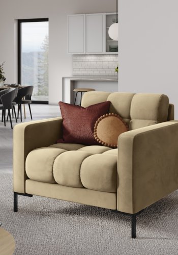 MICADONI Mamaia lnestol, m. armln, 1 sde - beige fljl og sort metal