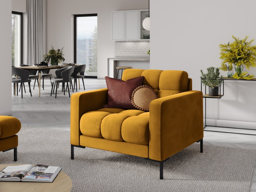 MICADONI Mamaia lnestol, m. armln, 1 sde - gul fljl og sort metal