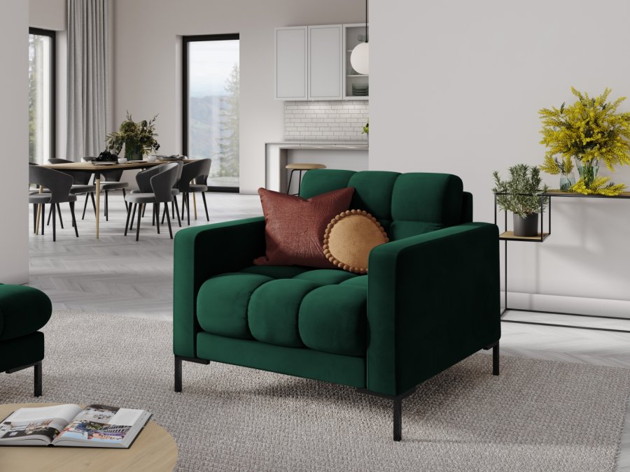 MICADONI Mamaia lnestol, m. armln, 1 sde - grn fljl og sort metal