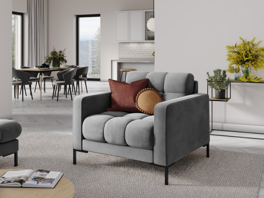 MICADONI Mamaia lnestol, m. armln, 1 sde - gr fljl og sort metal